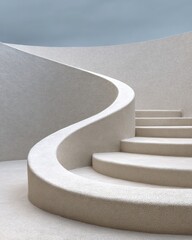 Aufkleber - Modern Minimalist Curved Staircase in Neutral Tones Premium Architectural Design for Contemporary Lifestyle and Creative Marketing Campaigns