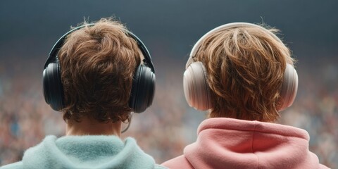 Aufkleber - Professional Cyber Arena Gamers with Headsets in Modern Phygital Esports Competition Authentic High-Quality Tech Content for Digital Marketing Campaigns
