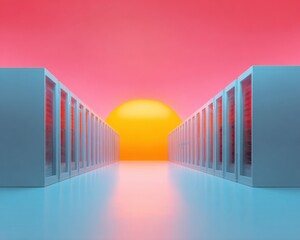 Poster - Modern Premium High-Tech Data Center with Server Racks and Digital Infrastructure for Professional Cloud Hosting Marketing Campaigns