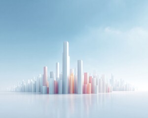 Leinwandbilder - Minimalist Digital Cityscape with Data Bars and Soft Lighting Symbolizing Capital Preservation and Proactive Financial Risk Management Strategy
