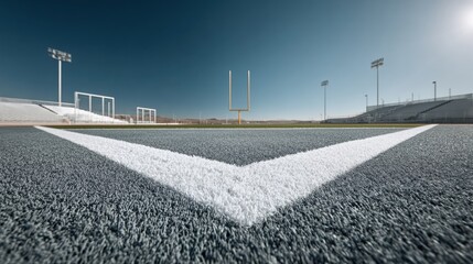 Aufkleber - Professional American Football Field with Freshly Groomed Turf and Authentic Goalposts Premium Sports Marketing Content for Inspiring Teamwork and Focus