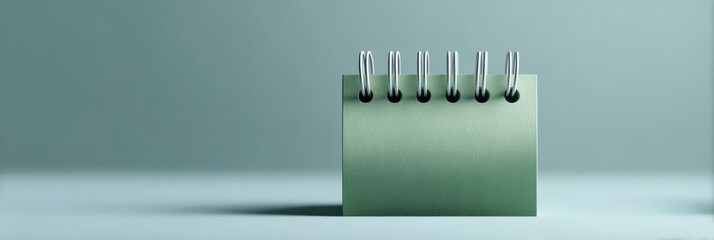 Poster - Minimalist Blank Spiral Notebook Standing Upright with Metal Binding on Plain Background for Productivity and Idea Generation Mockups