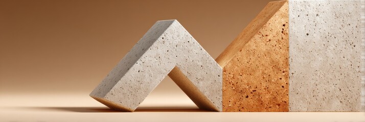 Poster - Abstract Concrete Arrow Piercing Tiled Wall Symbolizing Financial Downturn and Market Collapse with Stark Geometric Lines for Economic Crisis Reporting
