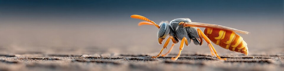 Aufkleber - High-Quality Close-Up of Wasp on Natural Surface for Biodiversity Education and Eco Awareness Authentic Nature Content for Environmental Campaigns