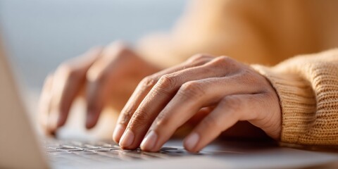 Aufkleber - Professional Secure Access Close-Up Typing on Laptop with Digital Padlock Overlay Modern Data Privacy for Corporate Marketing Campaigns