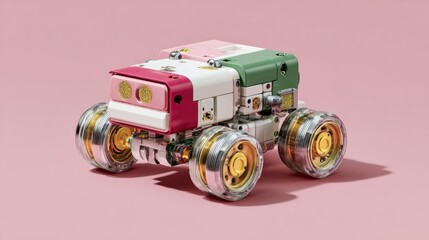 Aufkleber - Modern high-quality programmable educational robot with modular parts and wheels for STEM learning, inspiring creativity and innovation in tech marketing content