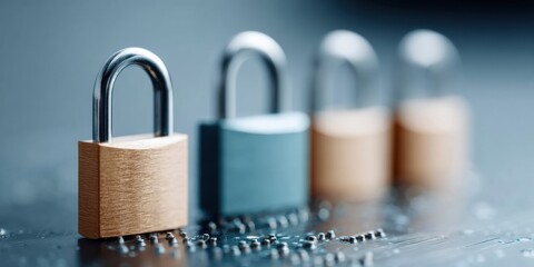 Poster - Quantum Hardware Mechanical Locks on Digital Circuit Board Representing Networked Cybersecurity and Physical Protection for Modern Digital Infrastructure