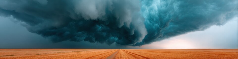 Aufkleber - Dramatic Thunderstorm Alert with Supercell Storm Clouds Over Rural Field Premium High-Quality Weather Awareness Content for Modern Social Media Campaigns