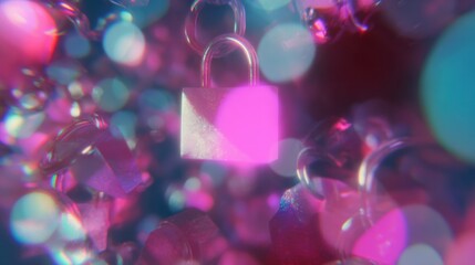 Aufkleber - Modern Cybersecurity Digital Lock Icon with Secured Data Network Overlay for Professional Tech Marketing and Business Advertising Content