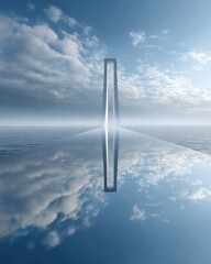 Aufkleber - Premium Modern Space Elevator Concept Towering Above Earth Reflecting Cloudscape Inspiring Technology Innovation for Corporate Marketing Campaigns
