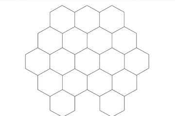 Fototapete - Geometric pattern featuring a grid of transparent hexagons overlaid on a checkered background, ideal for design projects