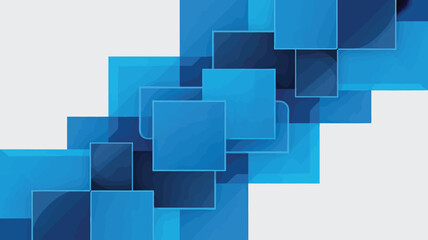 Poster - A diagonal pattern of overlapping blue squares with varying shades on a white background surface