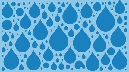 Poster - An illustration of various sized blue water droplets and circles on a light blue background pattern design