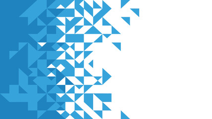 Poster - A blue and white geometric pattern with triangles fading into a white background on the right side