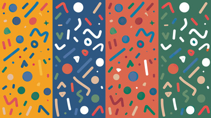Poster - Colorful background with various shapes and patterns in four different color sections design style