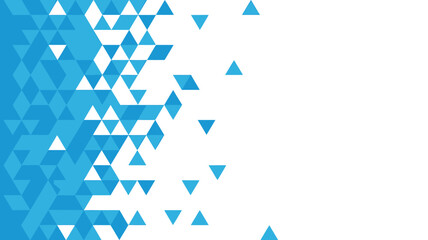 Poster - Blue triangular mosaic fading into white background creating a modern abstract design element look