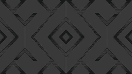 Poster - A symmetrical pattern featuring dark gray diamonds and angular shapes on a dark gray background