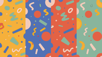 Poster - Colorful abstract background with geometric shapes in yellow blue red and green sections view