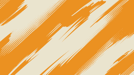 Poster - Abstract background featuring orange brush strokes and halftone dots on a light beige backdrop