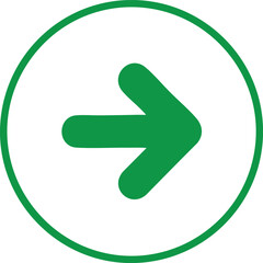 Poster - Green Right Arrow in Circle on Transparent Backdrop Symbolizing Forward Movement, Direction, and Progress, Ideal for Navigation, User Interface, and Business Presentations