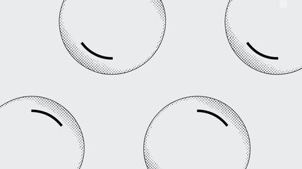 Poster - A repeating pattern of circles with halftone edges and a curved line inside on a light gray background
