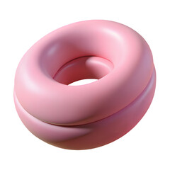 Poster - Photo of two stacked, pale pink donuts, creating a layered effect, isolated on transparent background