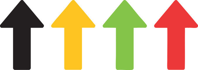 Poster - Upward Pointing Arrows in Varied Colors: A Dynamic Vector Set for Growth, Progress, and Positive Trends, Isolated on Transparent Backdrop for Versatile Use