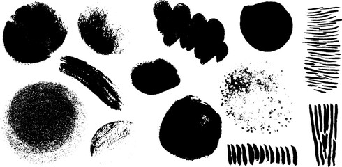 Aufkleber - Abstract black ink and watercolor texture collection for artistic design