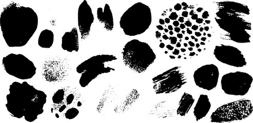 Aufkleber - Black ink and watercolor abstract collection for artistic design and creative projects