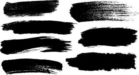 Aufkleber - Collection of black ink brush strokes for artistic design and texture concepts