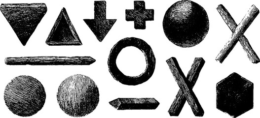 Aufkleber - Hand drawn geometric symbol collection for creative design projects