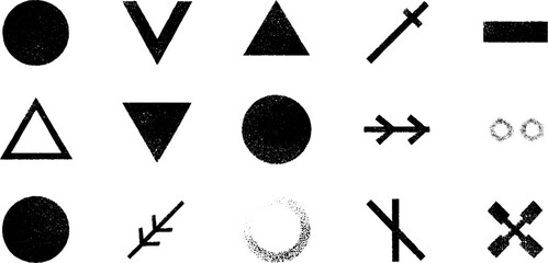 Poster - Hand drawn geometric symbols collection for creative designs and patterns