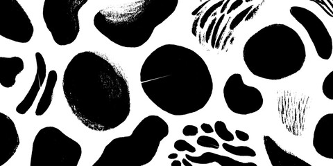 Aufkleber - Abstract composition of irregular shapes in black and white for modern art design