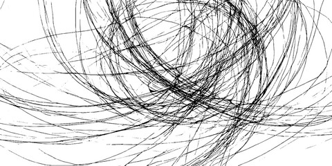 Aufkleber - Abstract scribble art with hand-drawn black lines for creative designs