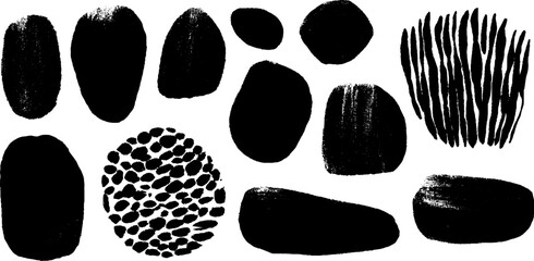 Aufkleber - Abstract collection of bold hand drawn black shapes for modern art designs