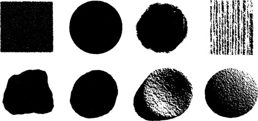Aufkleber - Creative kit of dry ink stamp textures with rough edges for design projects
