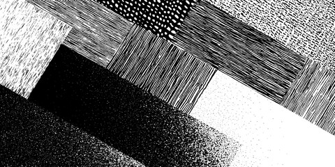 Aufkleber - Abstract black and white hatching lines and textured patterns for creative design
