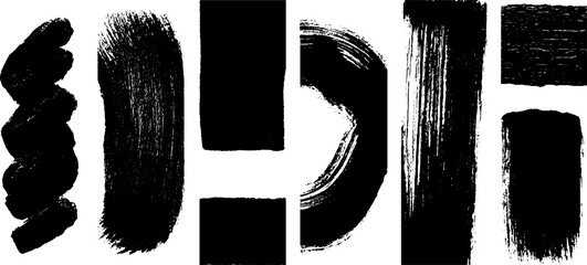 Aufkleber - High contrast ink marks with gestural brush strokes for artistic design