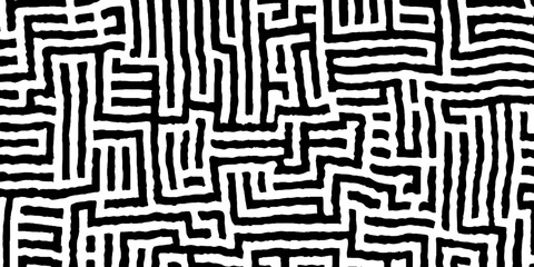 Aufkleber - Seamless black and white abstract line pattern design for art and textile