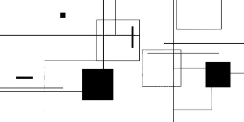 Aufkleber - Abstract geometric design featuring linear black forms for modern art projects