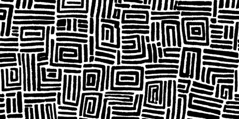 Aufkleber - Abstract seamless black and white line pattern design for backgrounds