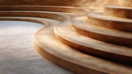 Poster - Abstract Curved Steps with Warm Tones and Soft Textures in Design