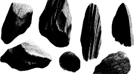 Aufkleber - Collection of rough charcoal shapes for artistic and design purposes