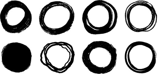 Aufkleber - Hand drawn irregular black circles set for artistic design and sketch concepts