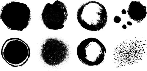 Aufkleber - Set of ink drop textures with blotchy circular stains for creative design projects