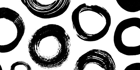 Aufkleber - Abstract design featuring irregular hand drawn black circles for modern art projects