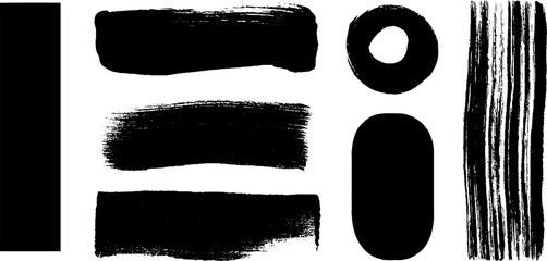 Aufkleber - Minimal black ink shapes set for modern design and artistic decoration