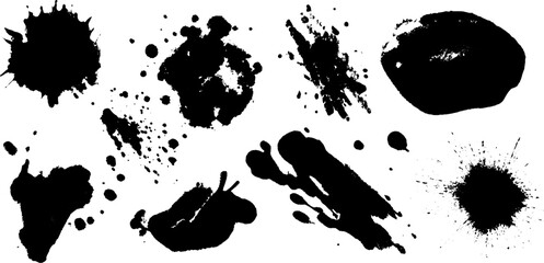 Aufkleber - Chaotic black ink splatters and drops for creative design projects