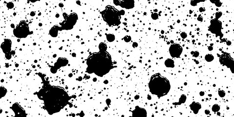 Aufkleber - Chaotic black ink splatters and drops on white background for artistic design