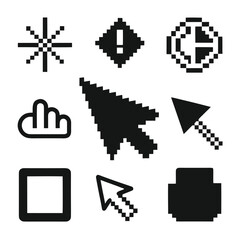 Poster - Pixel Art Cursor Icons Retro 8-bit Computer Interface Design Elements